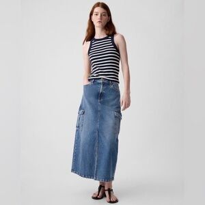 Gap Denim Cargo Maxi Skirt | Medium Indigo